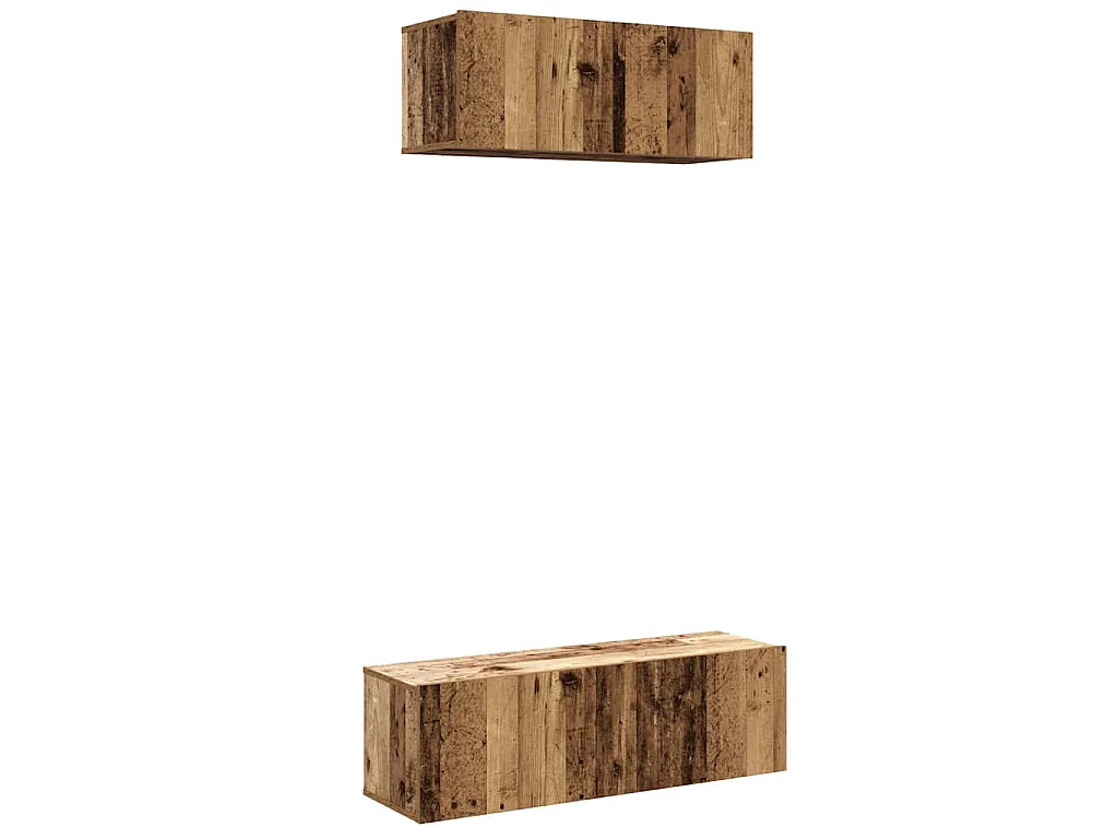 Set Mobile TV 2 pz Montato a Parete Legno Antico in Truciolato