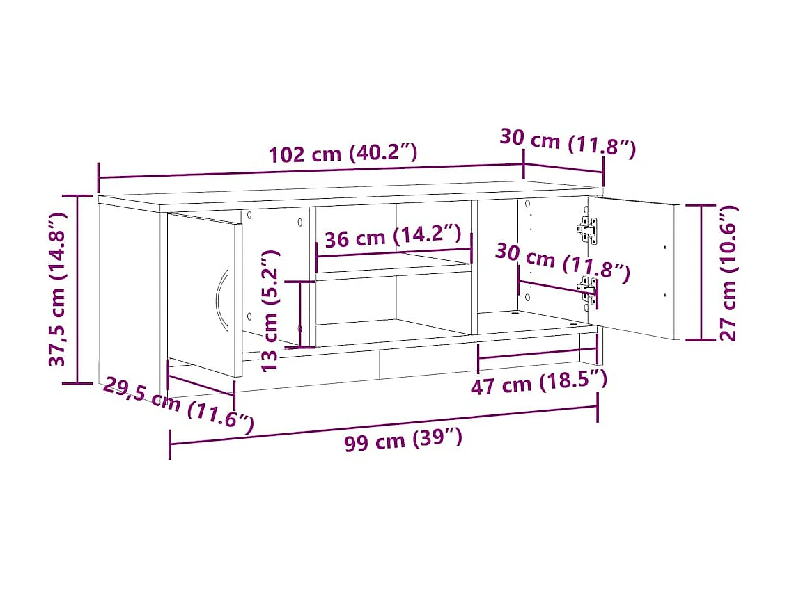 TV-Schrank Altholz-Optik 102x30x37,5 cm Holzwerkstoff