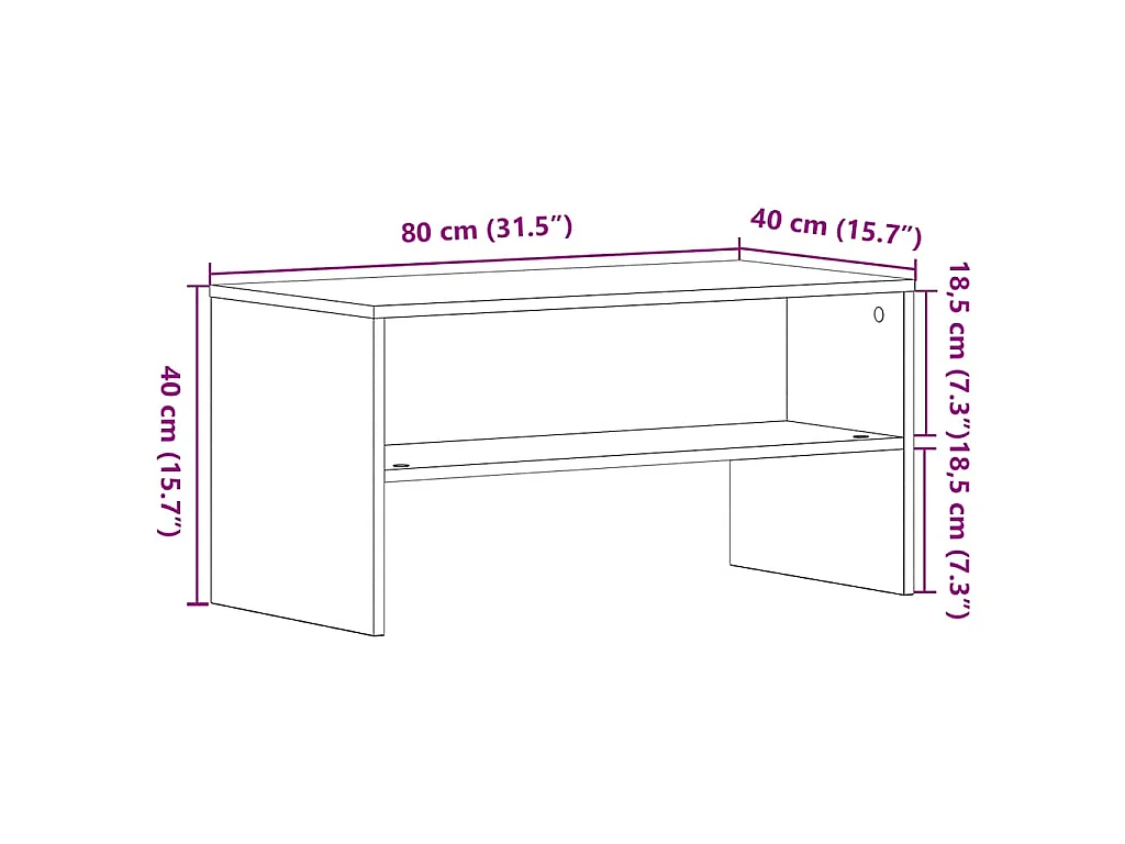 Meuble TV chêne noir 80x40x40 cm bois d'ingénierie