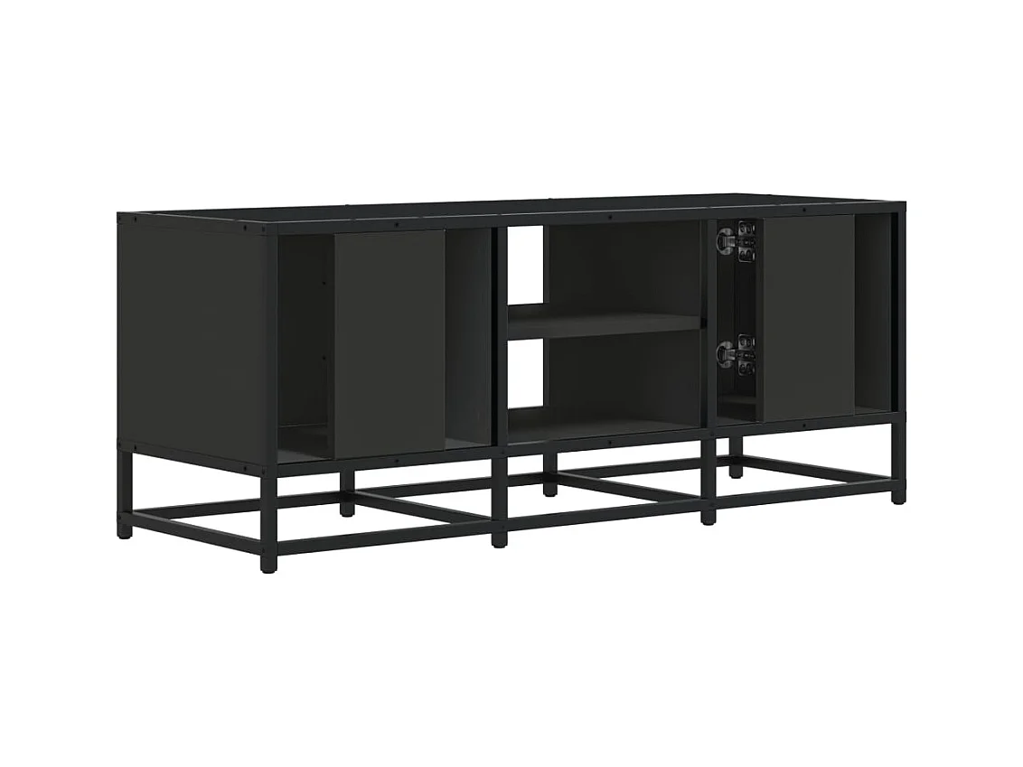 Meuble TV noir 100x35x41 cm bois d'ingénierie et métal