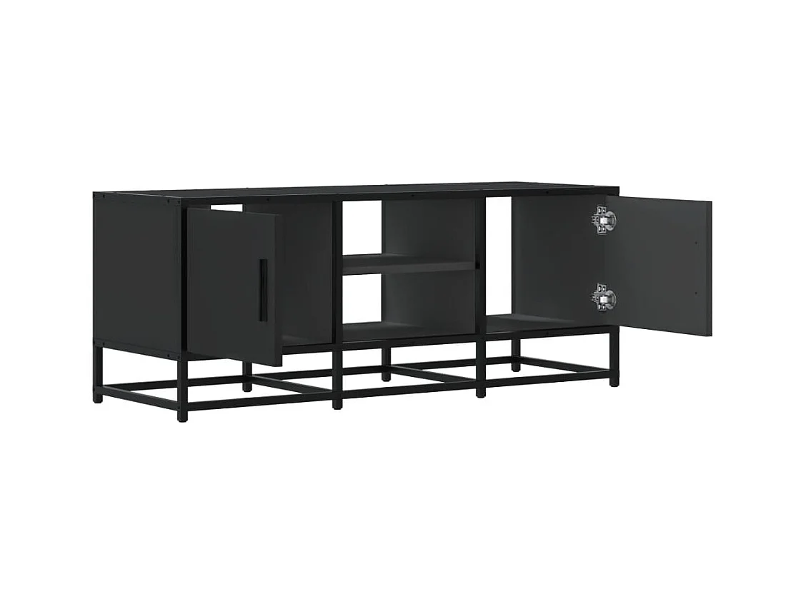 Meuble TV noir 100x35x41 cm bois d'ingénierie et métal