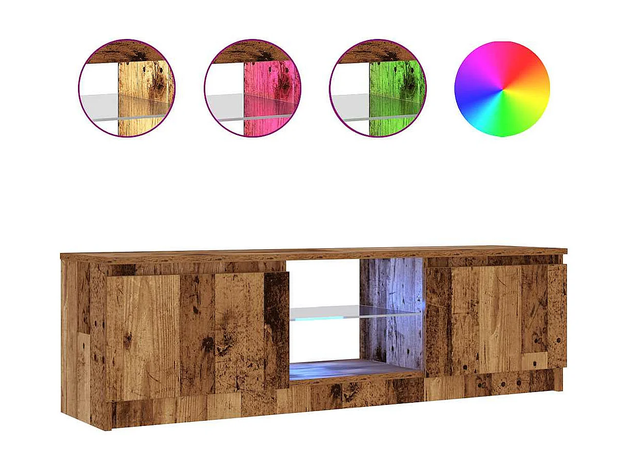 Tv-meubel met LED 120x30x36 cm bewerkt hout oud hout