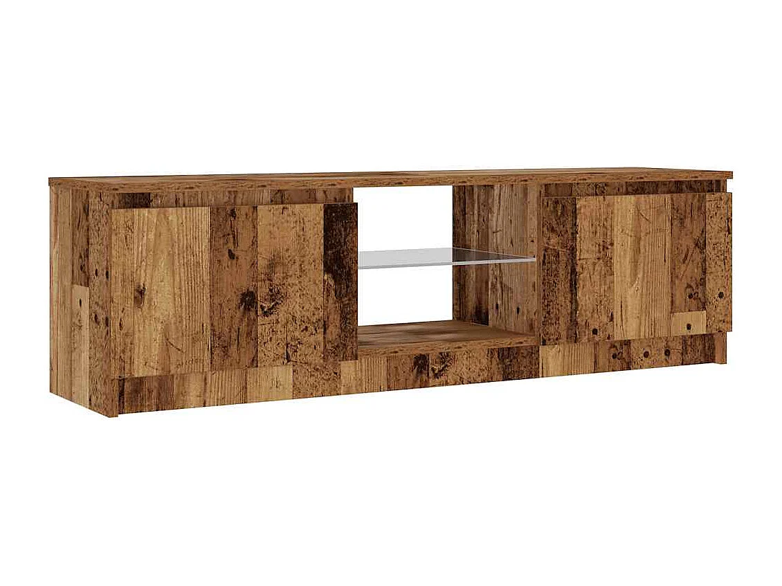 Tv-meubel met LED 120x30x36 cm bewerkt hout oud hout