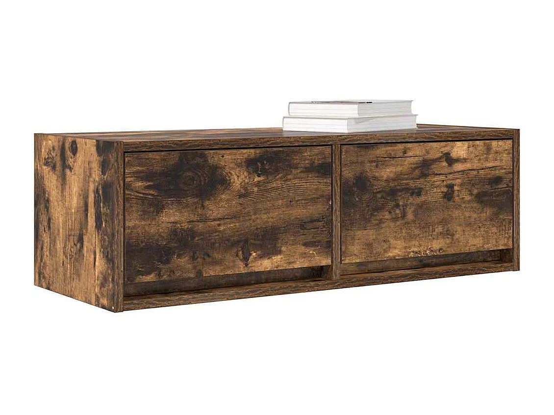 Meuble TV chêne fumé 80x31x25,5 cm bois d'ingénierie