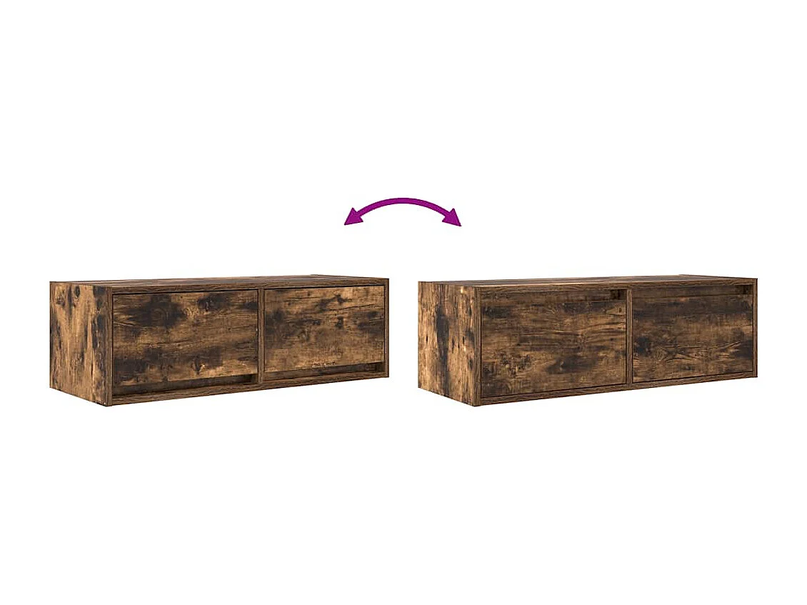 Meuble TV chêne fumé 80x31x25,5 cm bois d'ingénierie