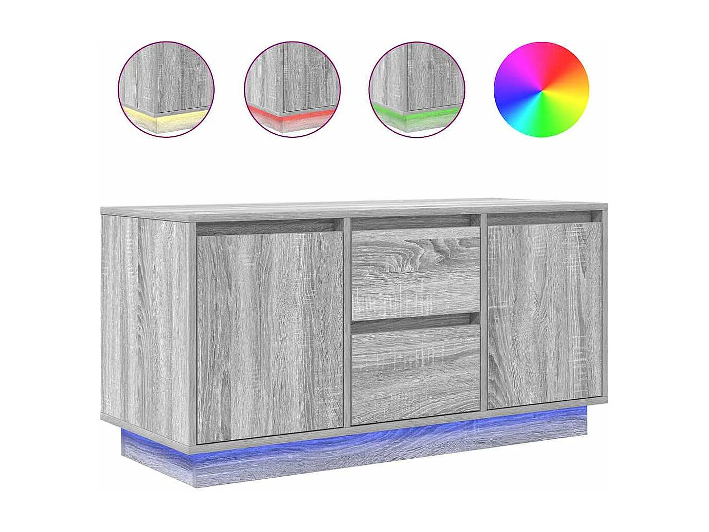 Meuble TV avec lumières LED sonoma gris 100x41x50 cm