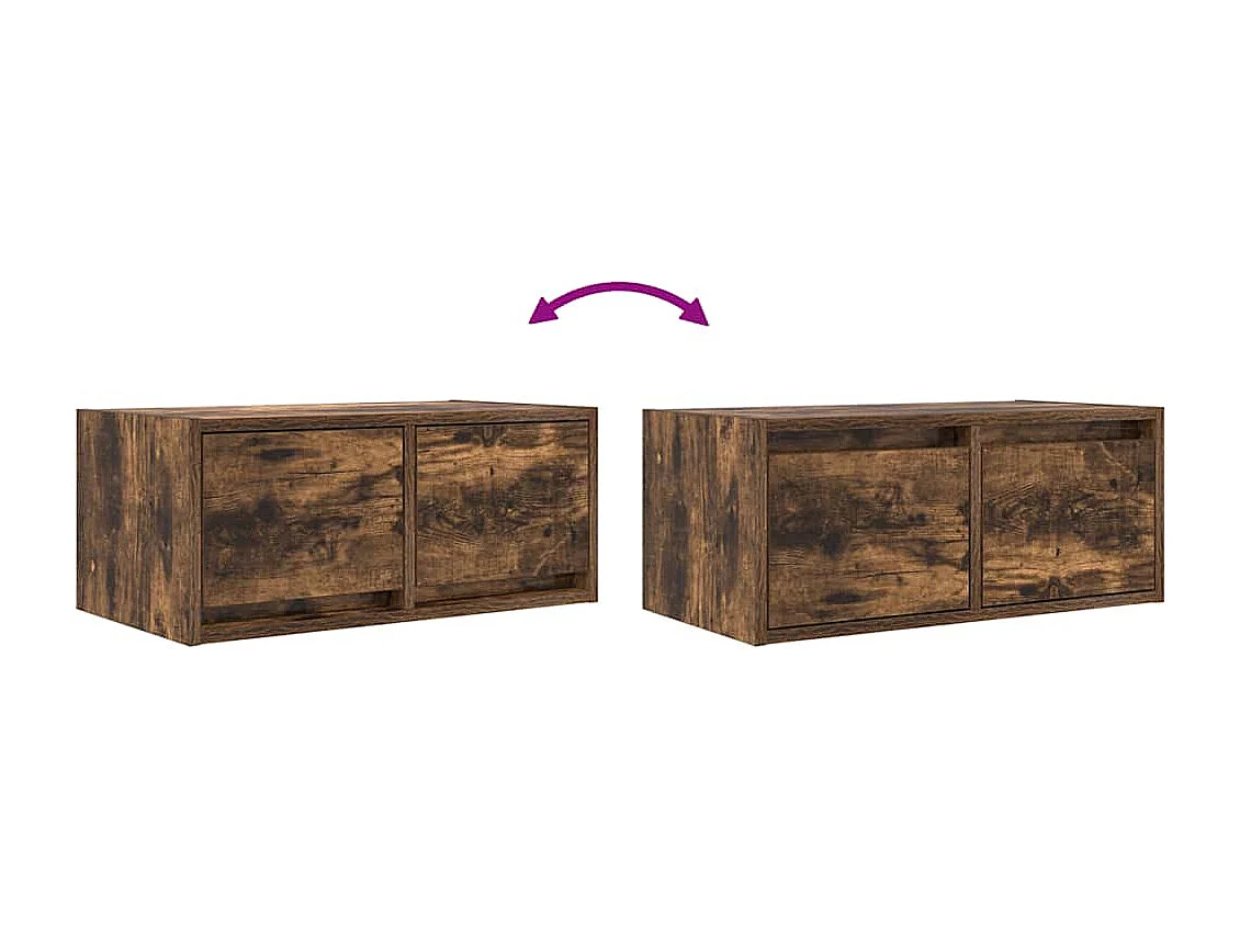 Meuble TV chêne fumé 60x31x25,5 cm bois d'ingénierie