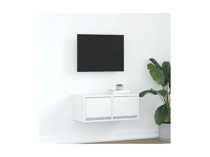 Meuble TV blanc 60x31x25,5 cm bois d'ingénierie