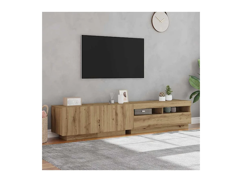 Mobile Porta TV con LED Artigianale 200x35x40 cm Multistrato