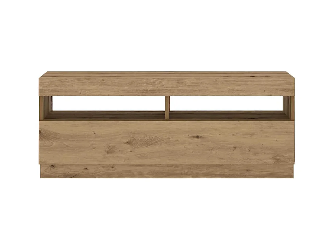 Meuble TV avec lumières LED chêne artisanal bois d'ingénierie