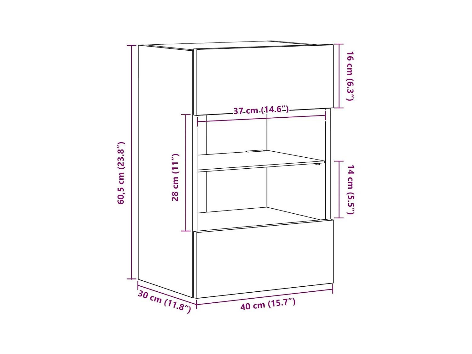 Meubles muraux avec lumières LED pour TV 2pcs sonoma gris 40x30x60,5cm