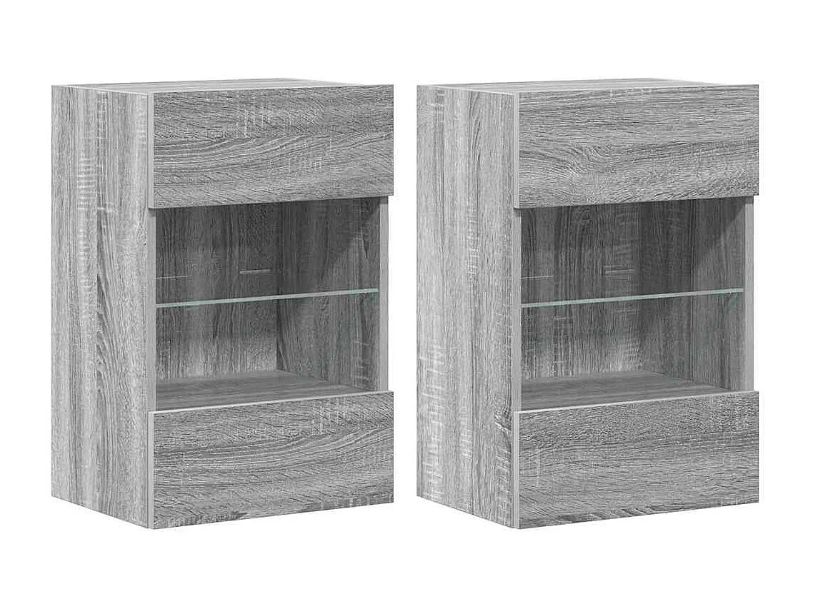 Meubles muraux avec lumières LED pour TV 2pcs sonoma gris 40x30x60,5cm