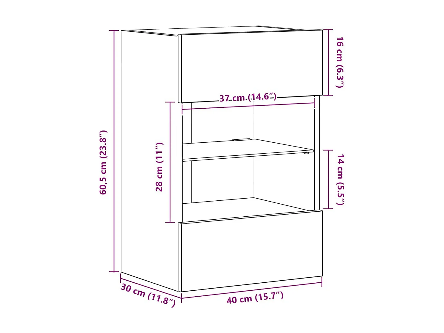 Meubles muraux avec lumières LED pour TV 2pcs sonoma gris 40x30x60,5cm
