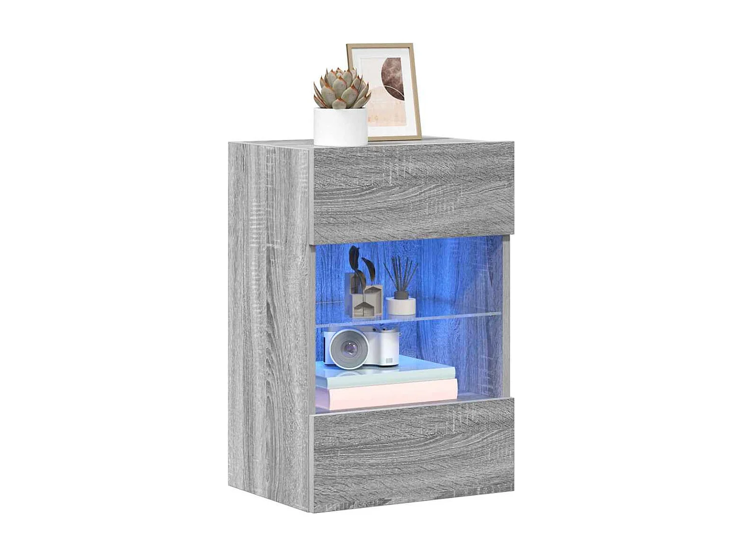 Meubles muraux avec lumières LED pour TV 2pcs sonoma gris 40x30x60,5cm