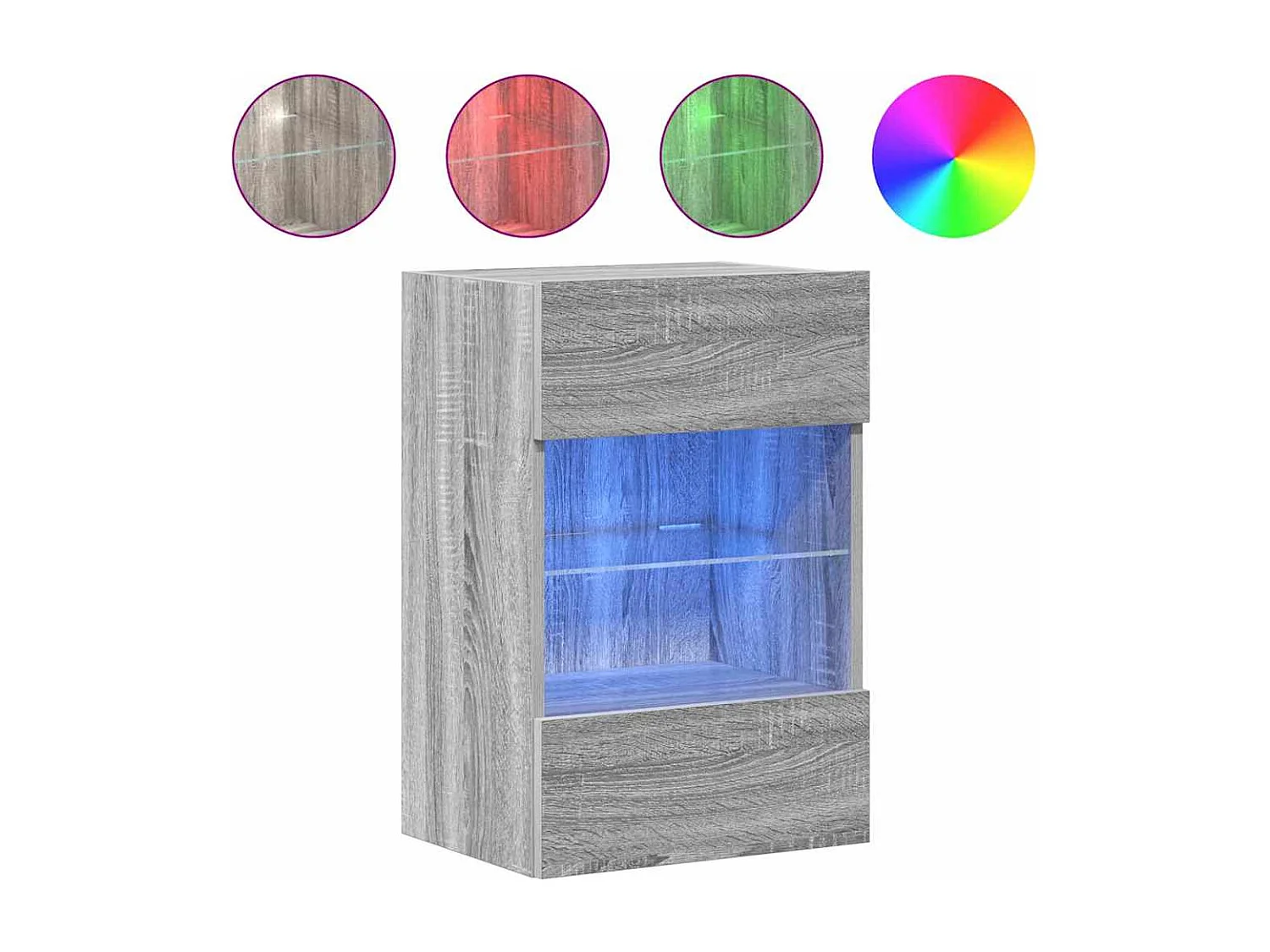 Meubles muraux avec lumières LED pour TV 2pcs sonoma gris 40x30x60,5cm