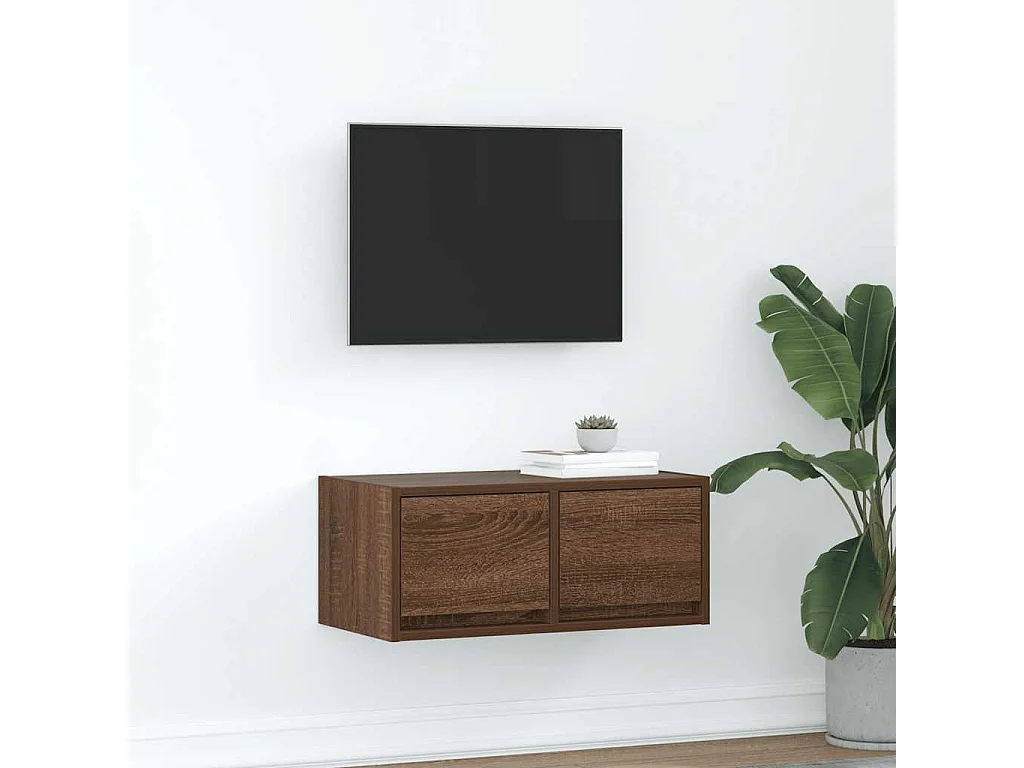 Meuble TV chêne marron 60x31x25,5 cm bois d'ingénierie