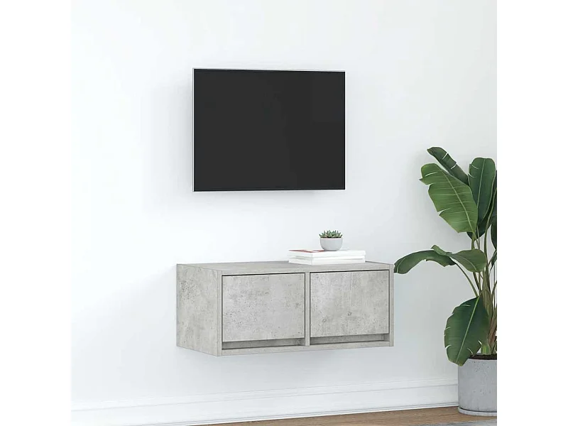 TV-meubel 60x31x25,5 cm bewerkt hout betongrijs