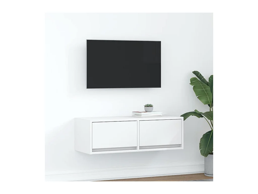 Meuble TV blanc 80x31x25,5 cm bois d'ingénierie