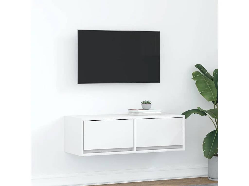 Mueble de TV de madera de ingeniería blanco 80x31x25,5 cm