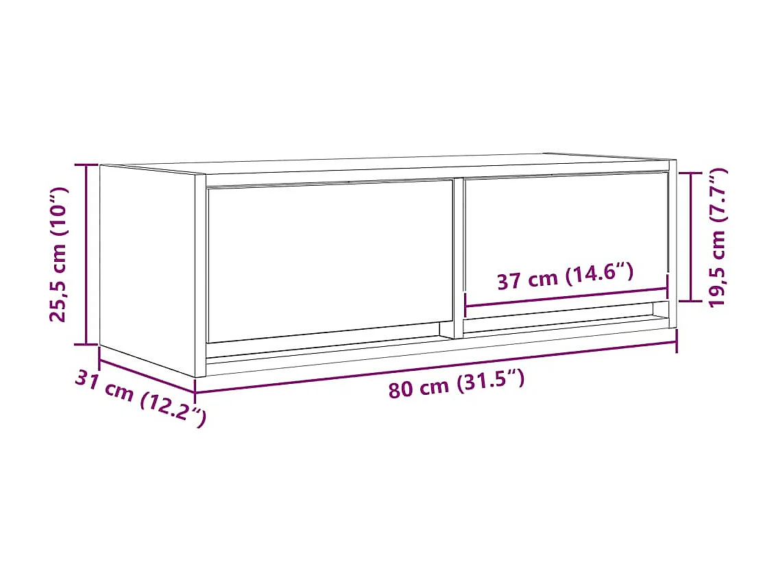 Mueble de TV de madera de ingeniería blanco 80x31x25,5 cm