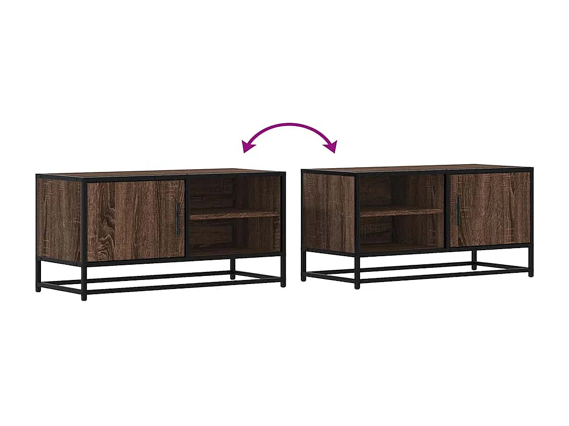 Mobile TV Rovere Marrone 80x34,5x40cm Legno Multistrato Metallo