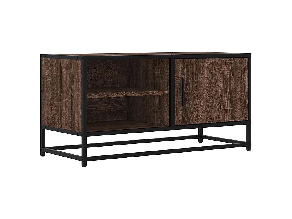 Mobile TV Rovere Marrone 80x34,5x40cm Legno Multistrato Metallo