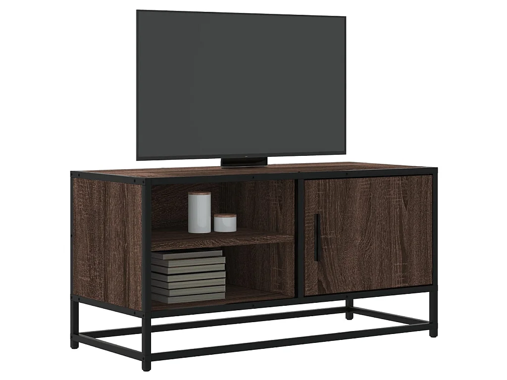 Mobile TV Rovere Marrone 80x34,5x40cm Legno Multistrato Metallo