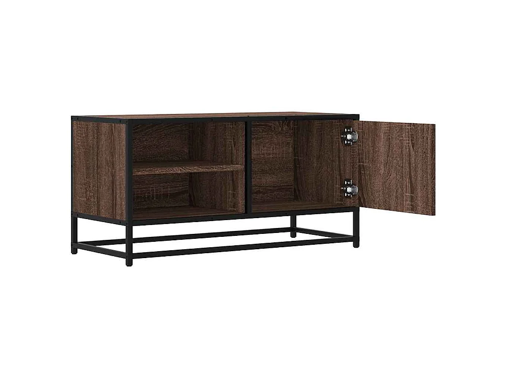 Mobile TV Rovere Marrone 80x34,5x40cm Legno Multistrato Metallo