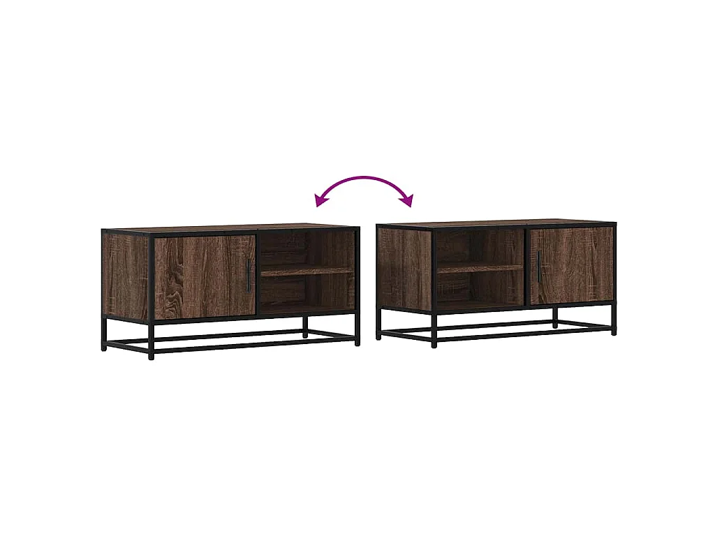 Mobile TV Rovere Marrone 80x34,5x40cm Legno Multistrato Metallo