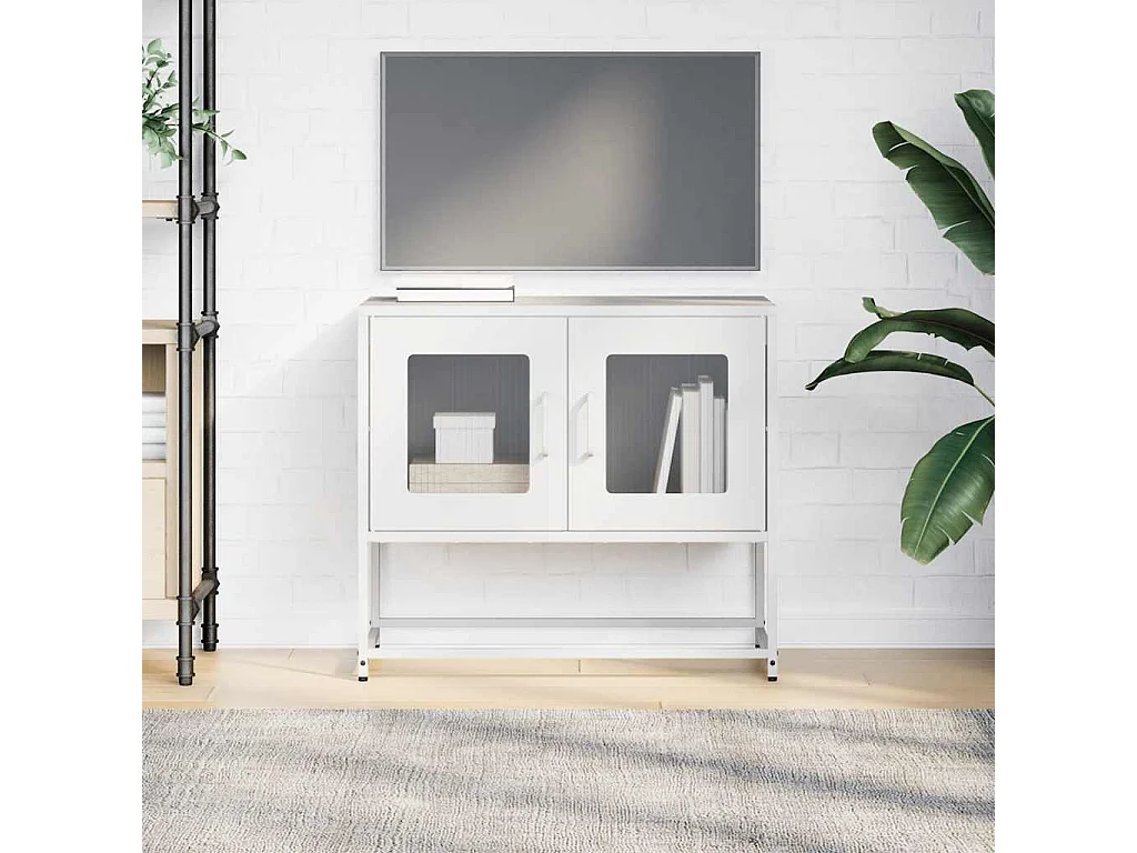Meuble TV blanc 68x39x60,5 cm acier laminé à froid