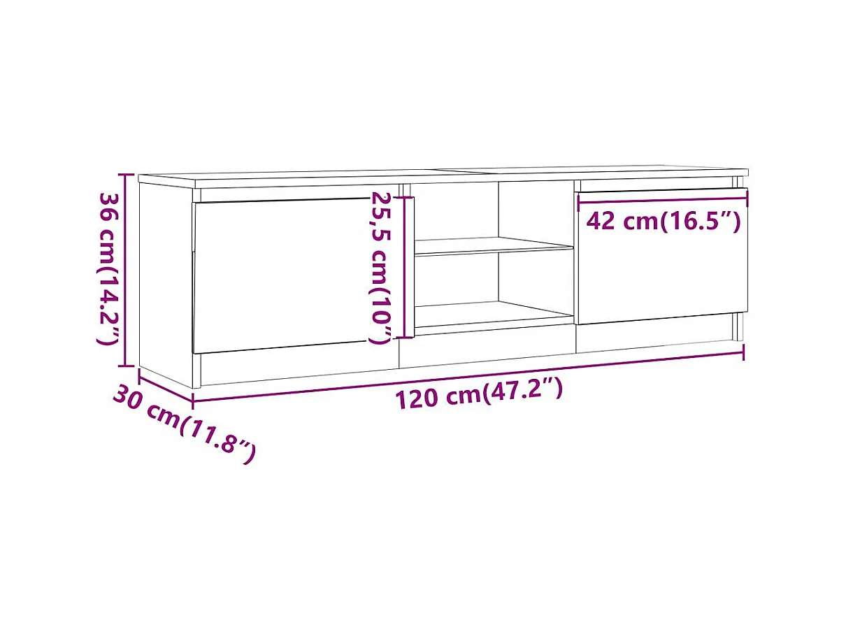 TV-Schrank mit LED-Leuchten Artisan-Eiche 120x30x36 cm