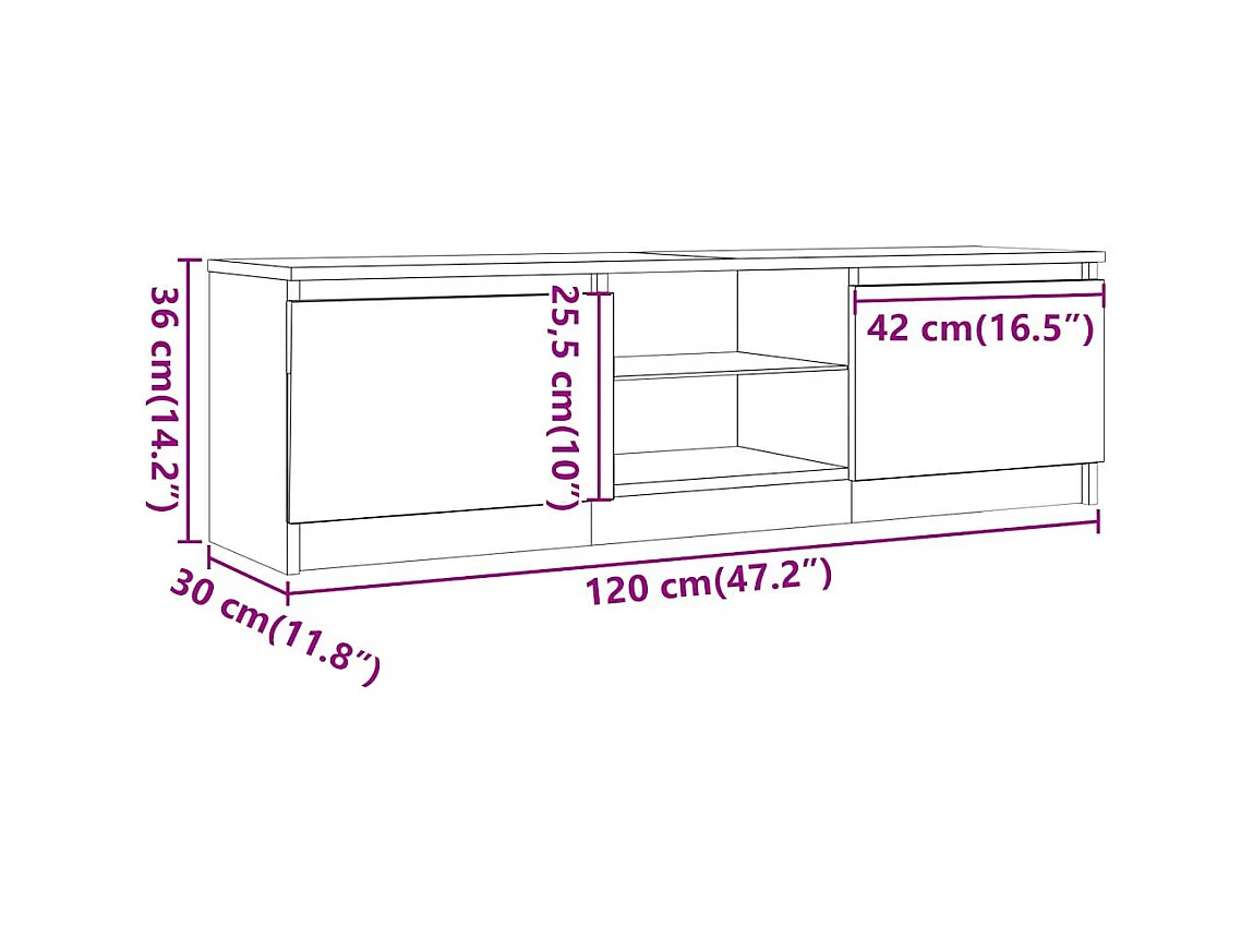 TV-Schrank mit LED-Leuchten Artisan-Eiche 120x30x36 cm