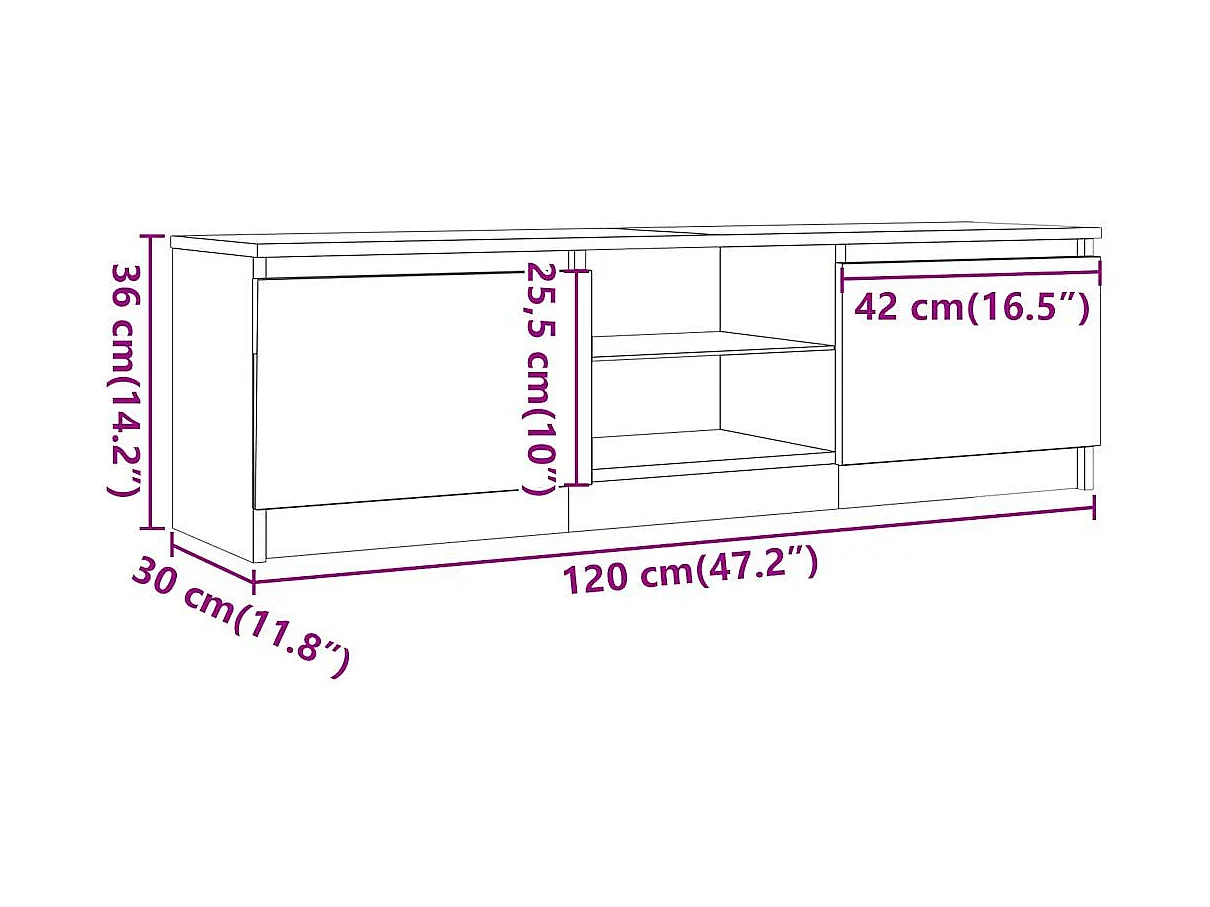 TV-Schrank mit LED-Leuchten Artisan-Eiche 120x30x36 cm