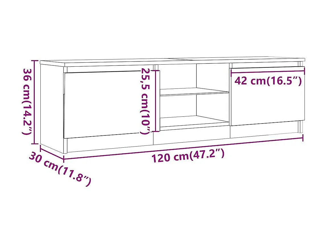 TV-Schrank mit LED-Leuchten Artisan-Eiche 120x30x36 cm