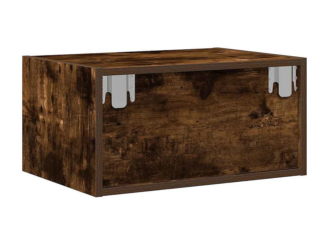 Mesa de cabeceira de parede com luzes LED carvalho fumado