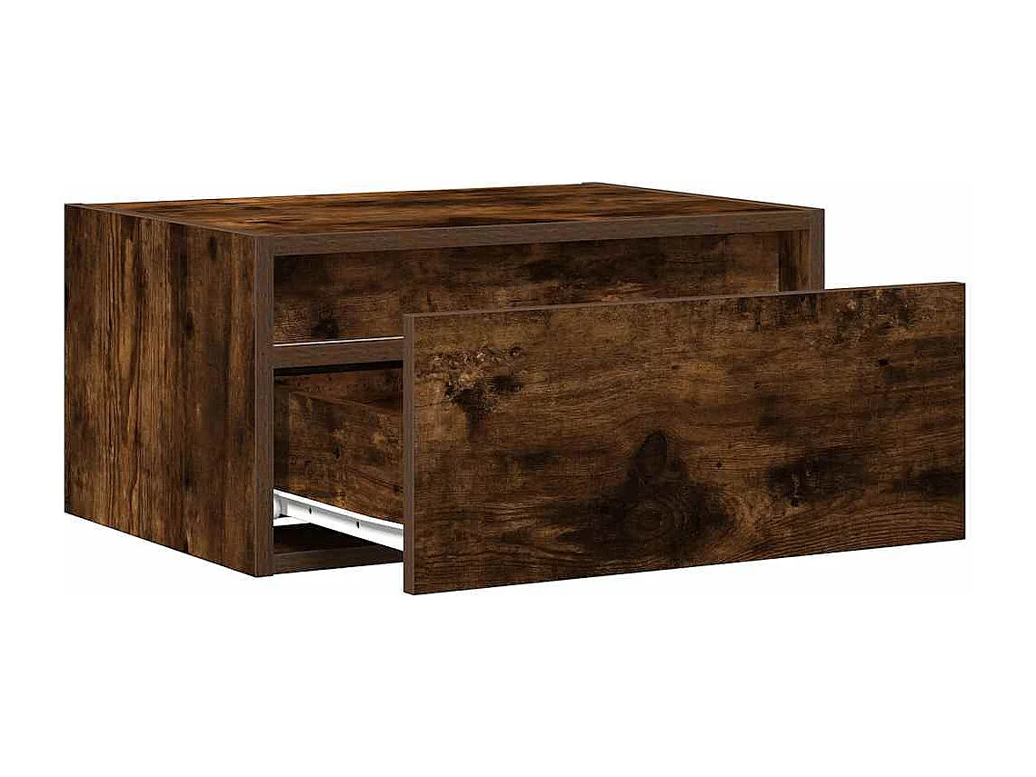 Mesa de cabeceira de parede com luzes LED carvalho fumado