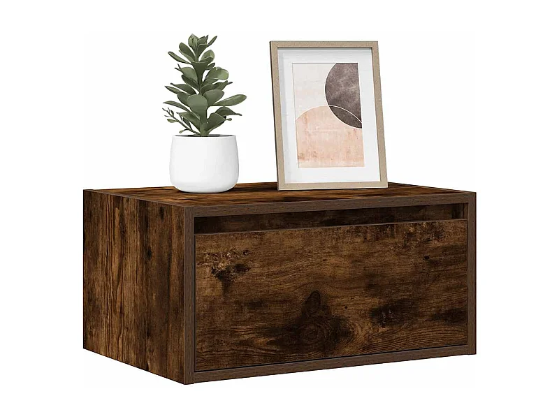 Mesa de cabeceira de parede com luzes LED carvalho fumado