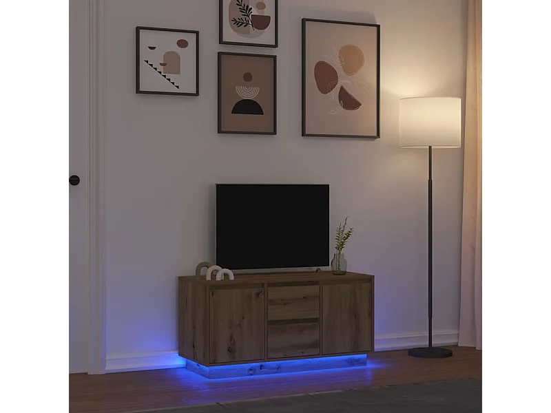 Tv-meubel met LED-verlichting 100x41x50 cm artisanaal eiken