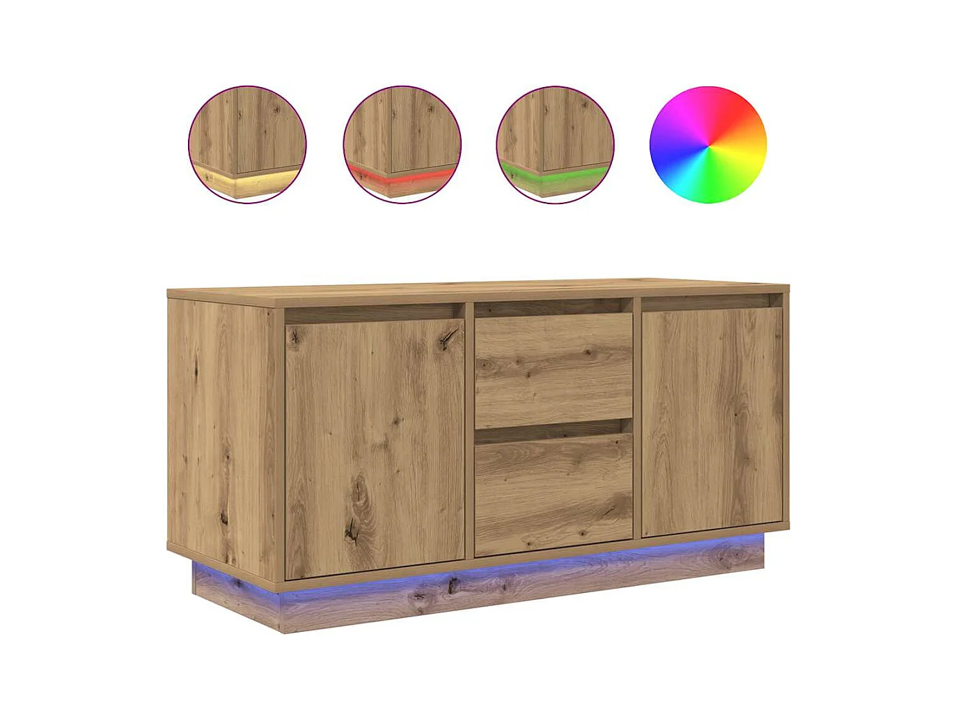 Tv-meubel met LED-verlichting 100x41x50 cm artisanaal eiken