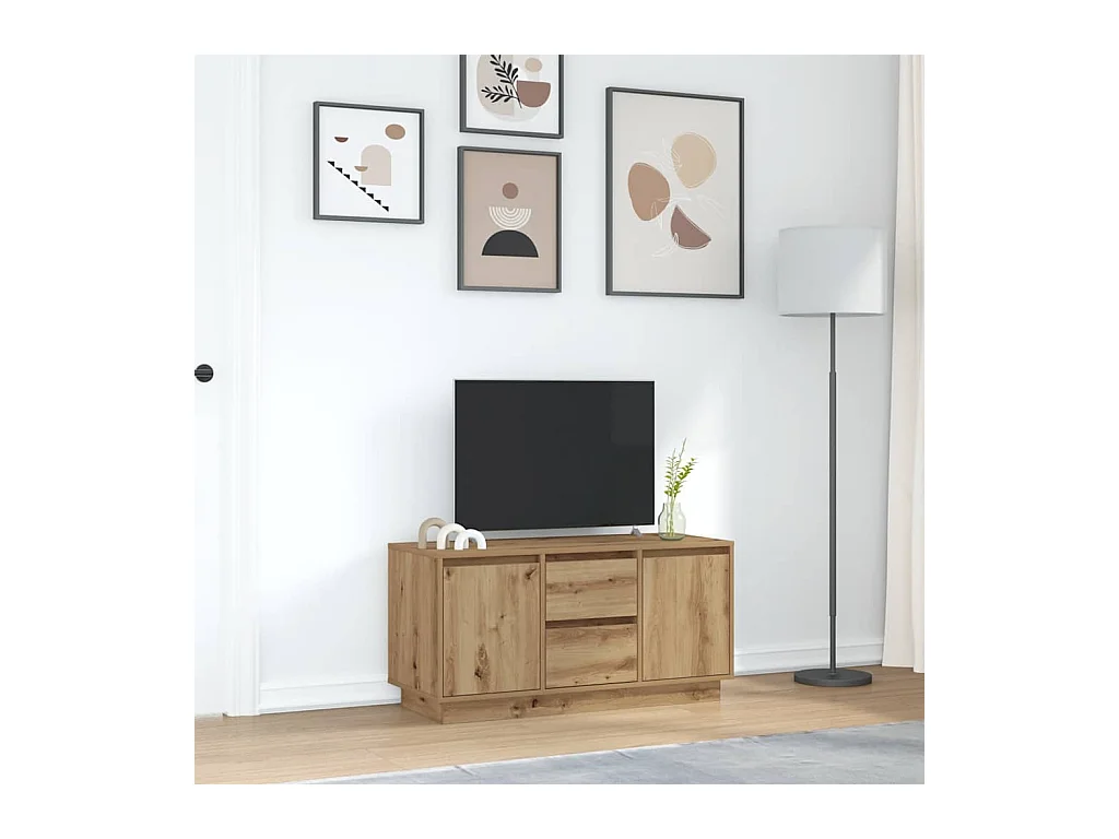 Tv-meubel met LED-verlichting 100x41x50 cm artisanaal eiken