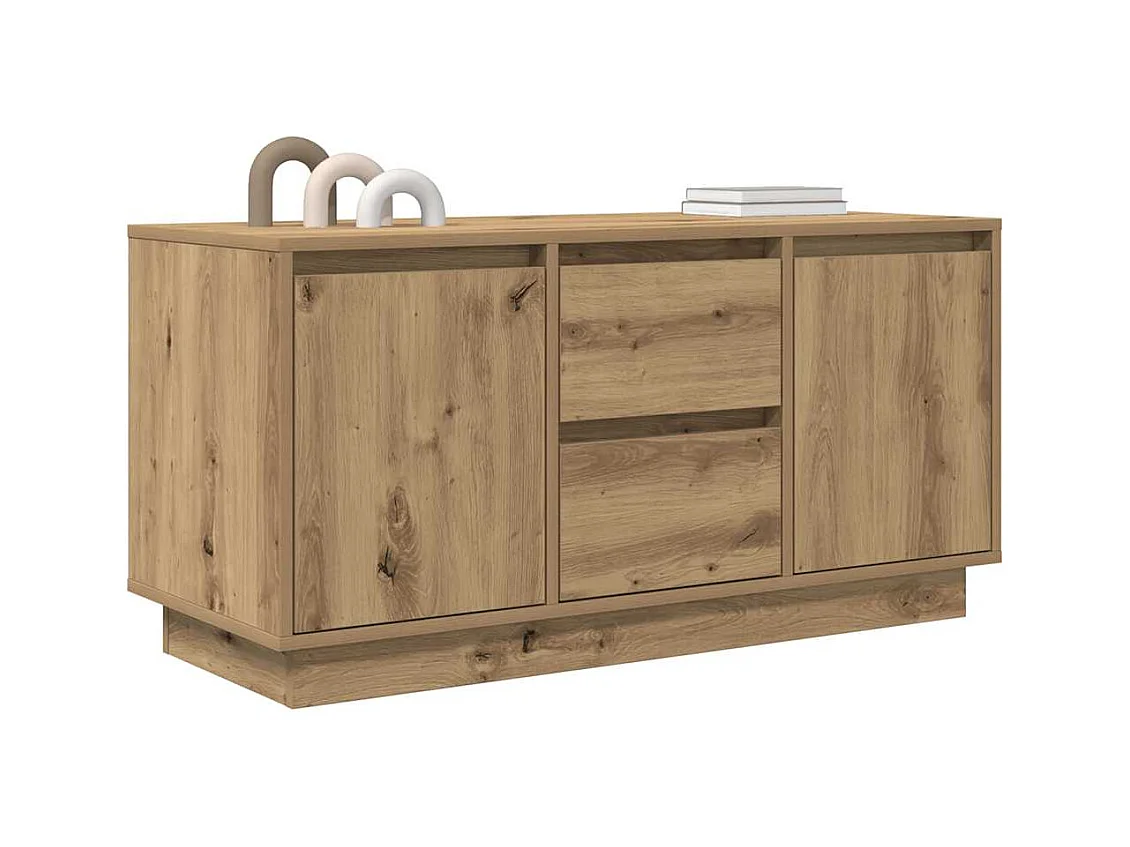 Tv-meubel met LED-verlichting 100x41x50 cm artisanaal eiken