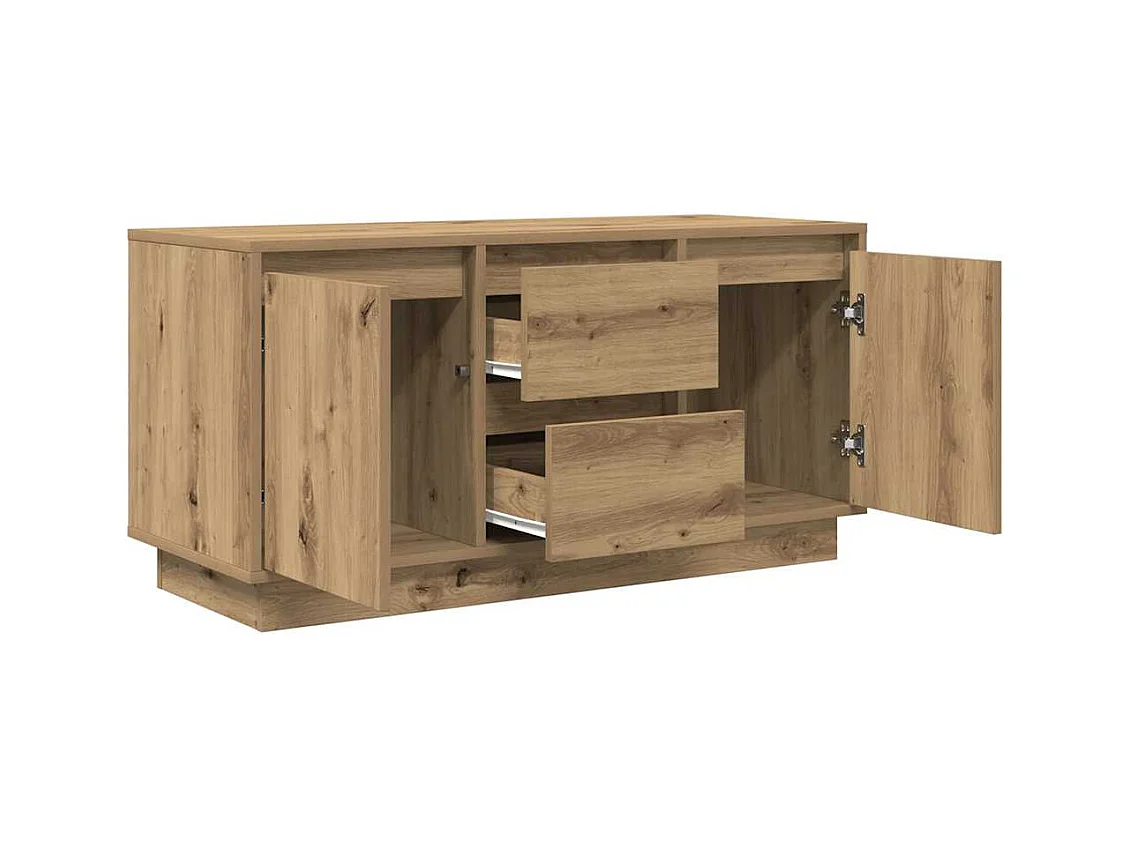 Tv-meubel met LED-verlichting 100x41x50 cm artisanaal eiken