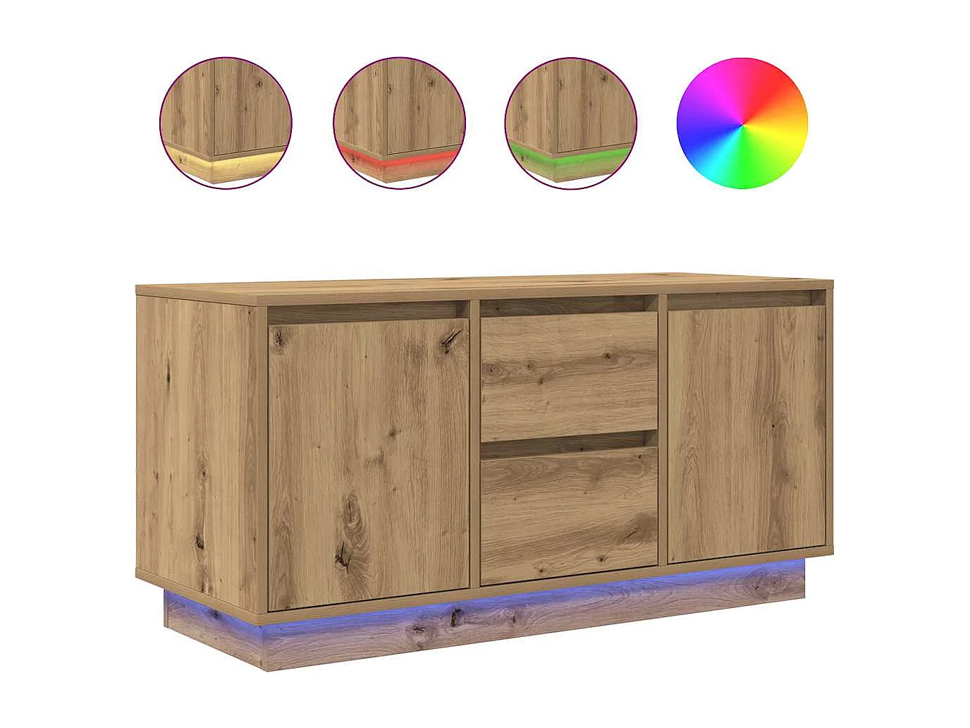 Meuble TV avec éclairages LED chêne artisanal 100x41x50 cm