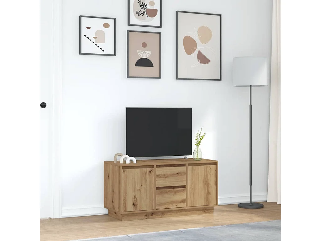 Meuble TV avec éclairages LED chêne artisanal 100x41x50 cm