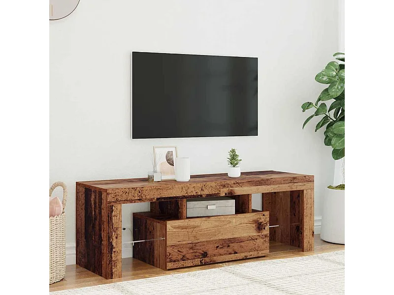 Mobile Porta TV con LED Legno Antico 120x36,5x40 cm Multistrato