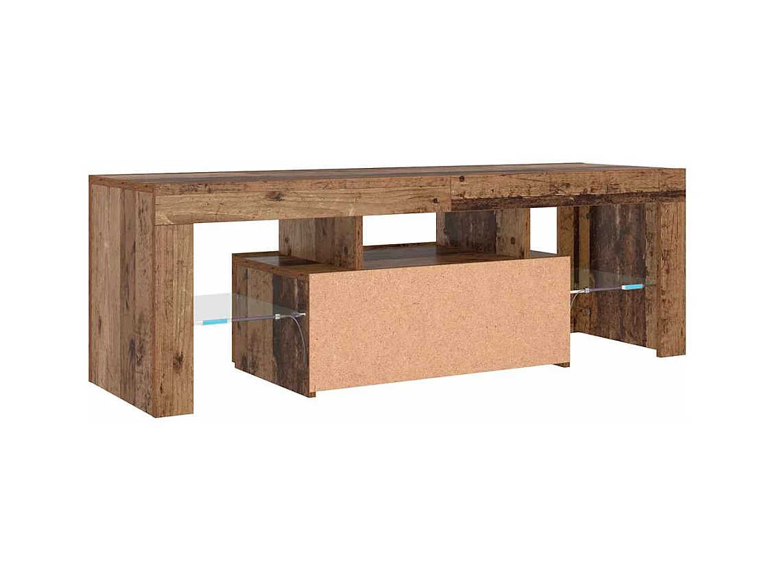 Meuble TV avec lumières LED vieux bois bois d'ingénierie