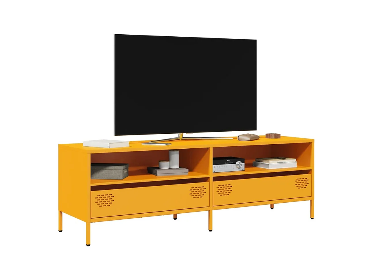 Móvel de TV 135x39x43,5 cm aço laminado a frio amarelo mostarda