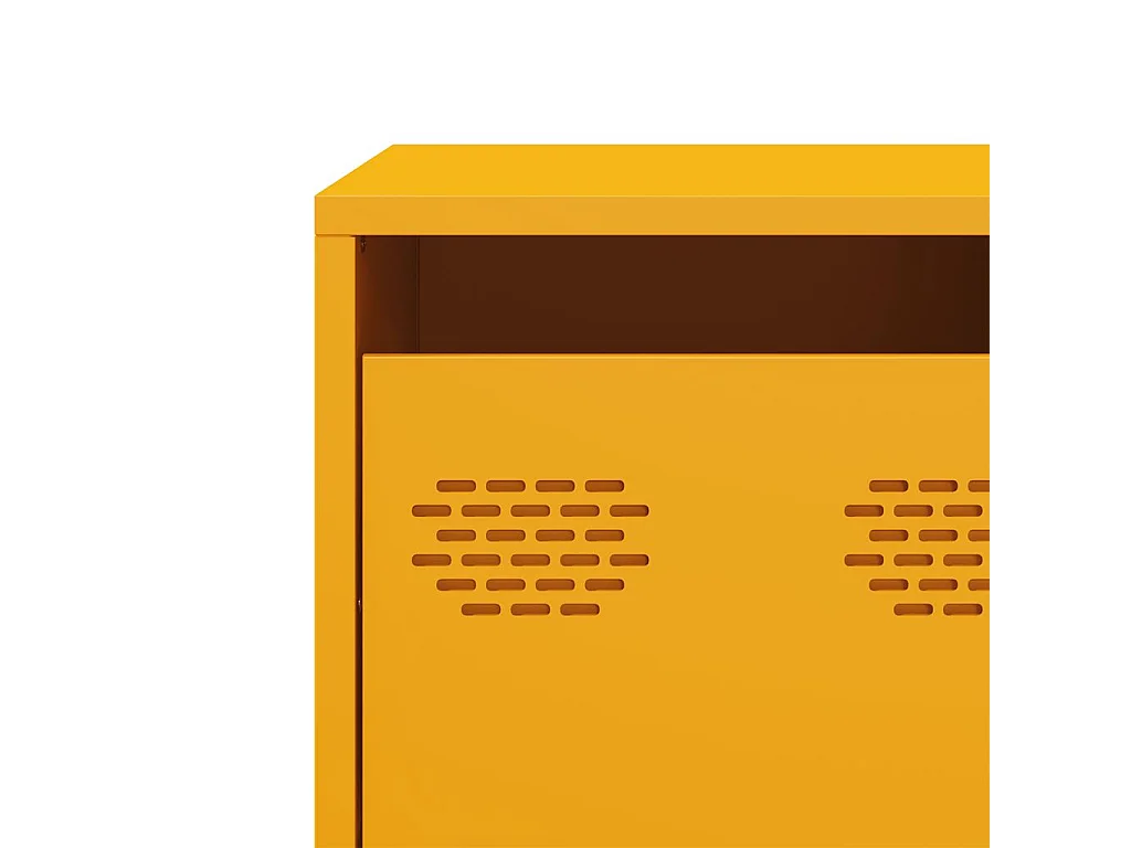 Meuble TV jaune moutarde 135x39x43,5 cm acier laminé à froid