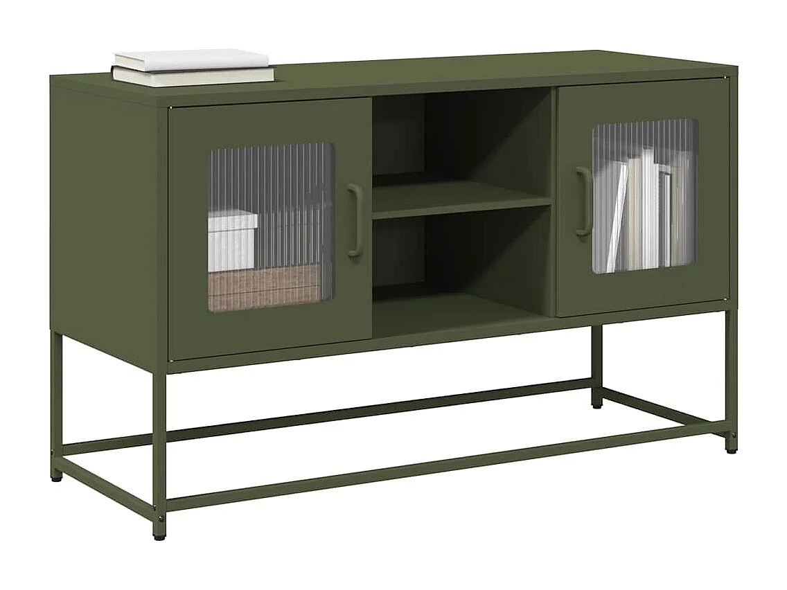 Tv-meubel 100,5x39x60,5 cm staal olijfgroen