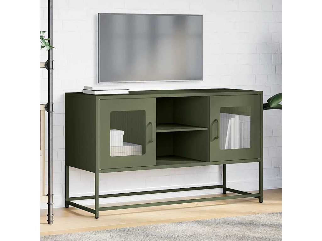 Tv-meubel 100,5x39x60,5 cm staal olijfgroen